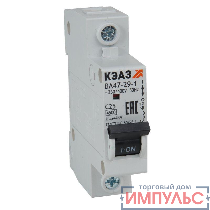 Выключатель автоматический модульный ВА47-29-1C63-УХЛ3 (4.5кА) КЭАЗ 318207