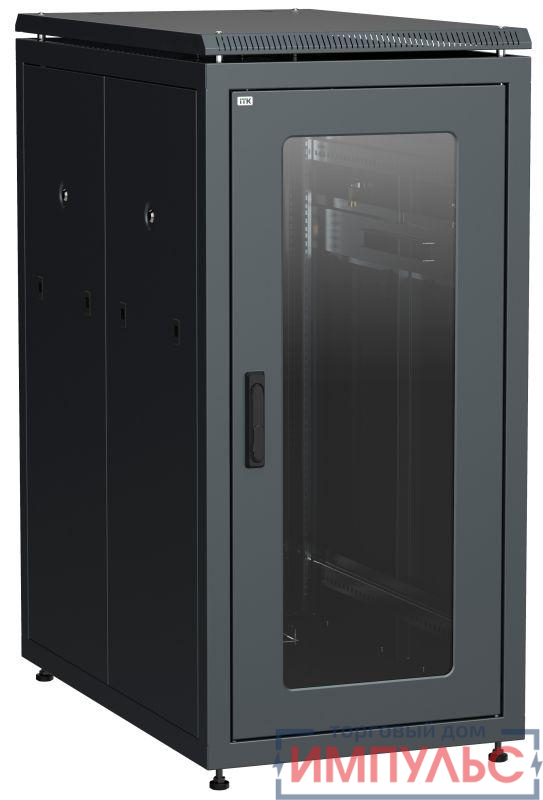 Шкаф сетевой LINEA N 24U 800х1000мм стекл. передняя дверь задняя металлическая чер. ITK LN05-24U81-GM