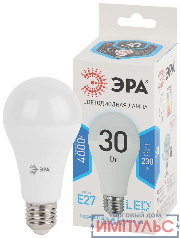 Лампа светодиодная LED A65-30W-840-E27 30Вт A65 грушевидная 4000К нейтр. бел. E27 Эра Б0048016