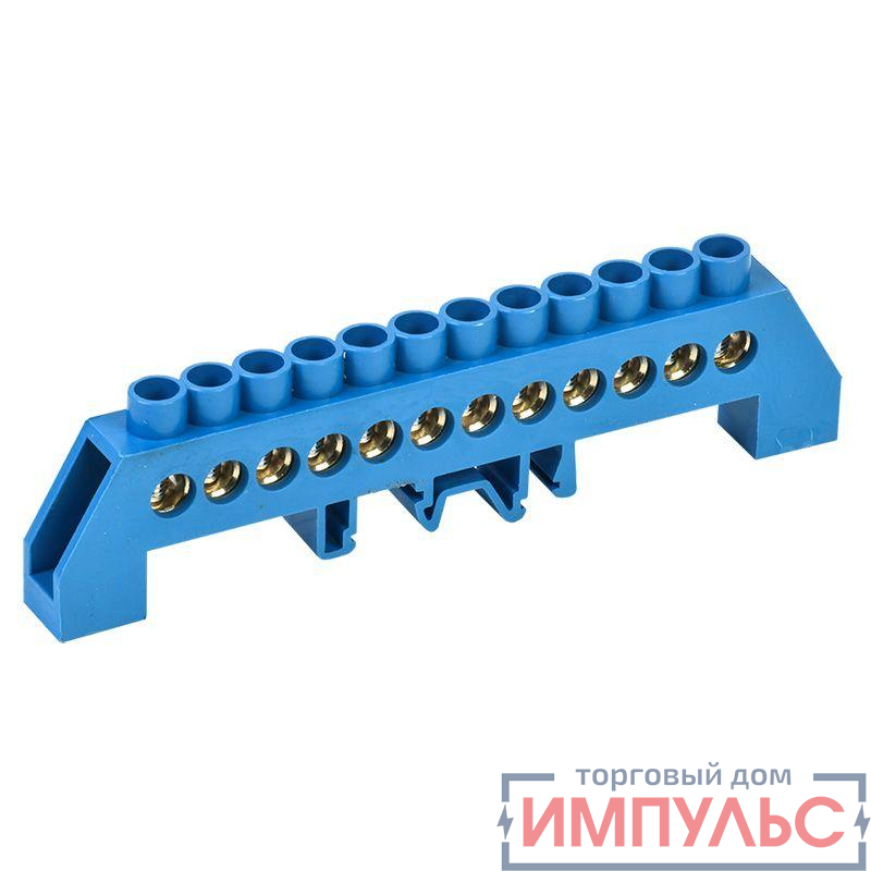 Шина "N" нулевая в комбинированном синем изоляторе на DIN-рейку 8x12мм 12 групп Rexant 11-2318