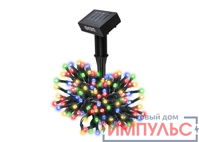 Светильник светодиодный садовый SLR-G01-100M гирлянда 100LED мультиколор с колышком на солнечн. батарее ФАZА 5033405