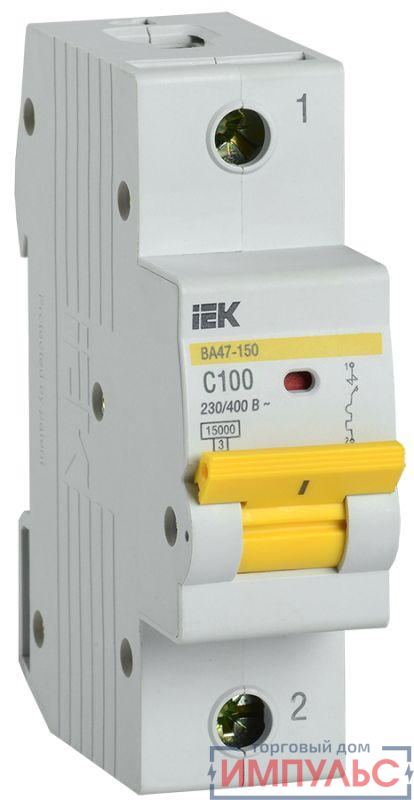 Выключатель автоматический модульный 1п C 100А 15кА ВА47-150 KARAT IEK MVA50-1-100-C