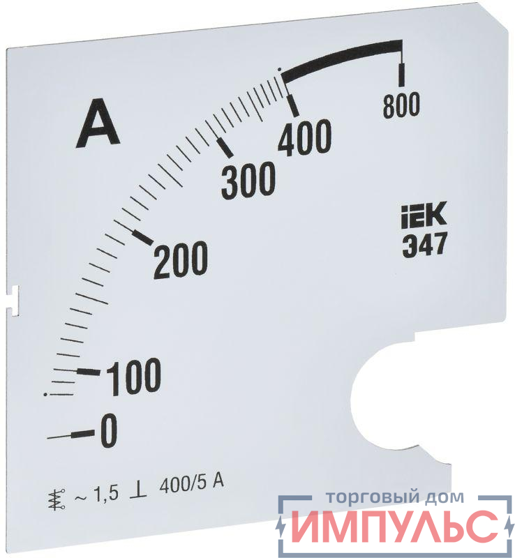 Шкала сменная для амперметра Э47 400/5А-1.5 96х96мм IEK IPA20D-SC-0400