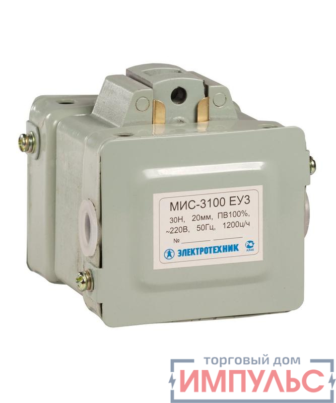 Электромагнит МИС-3100 ЕУ3 110В тянущее исполнение ПВ 100% IP20 с жесткими выводами Электротехник ET520091