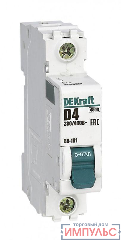 Выключатель автоматический модульный 1п D 4А 4.5кА ВА-101 DEKraft 11153DEK 0