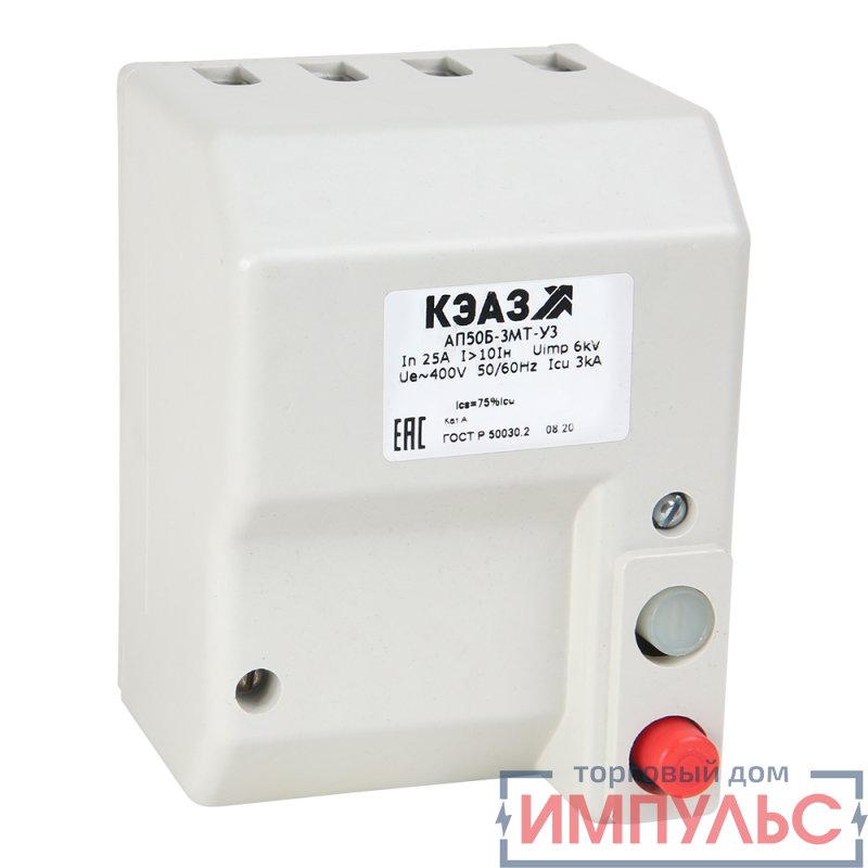 Выключатель автоматический 10А 3.5Iн АП50Б 3МТ У3 400В AC доп. контакты 1п КЭАЗ 107411