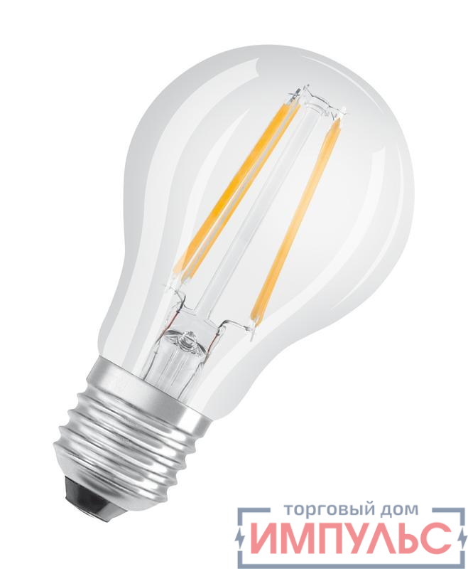 Лампа светодиодная филаментная Retrofit A 4.5Вт (замена 40Вт) прозр. 2200-2700К тепл. бел. E27 470лм угол пучка 300град. 220-240В диммир. OSRAM 4058075435568