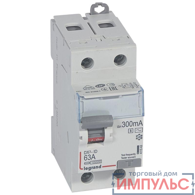 Выключатель дифференциального тока (УЗО) 2п 63А 300мА тип ACS DX3 Leg 411543