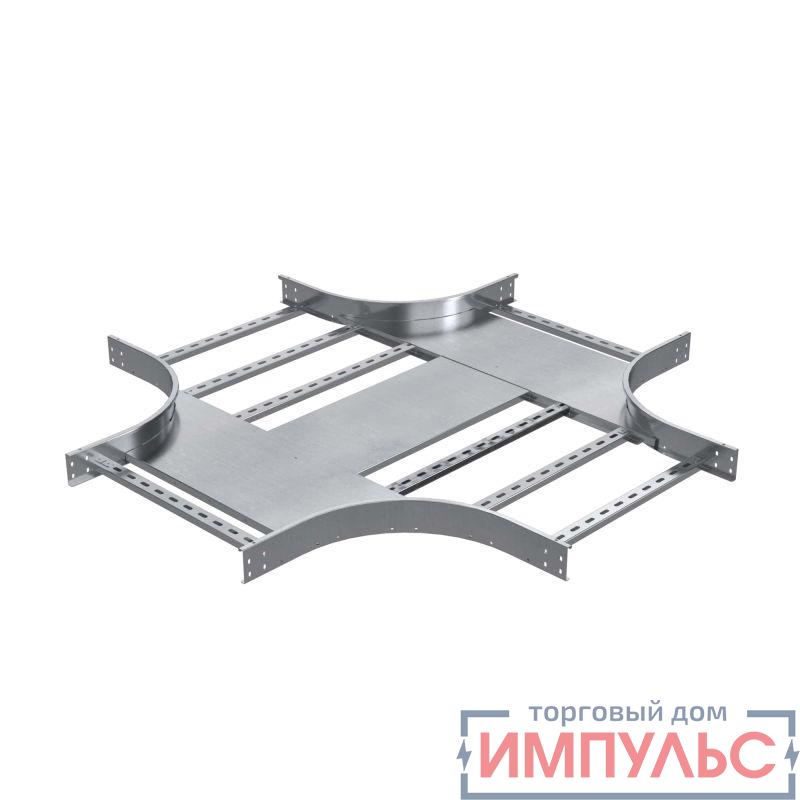 Ответвитель для лотка Х-образный 50х150 толщ. 3мм R300 в комплекте с крепеж. эл. алюм. DKC ALXW3515K