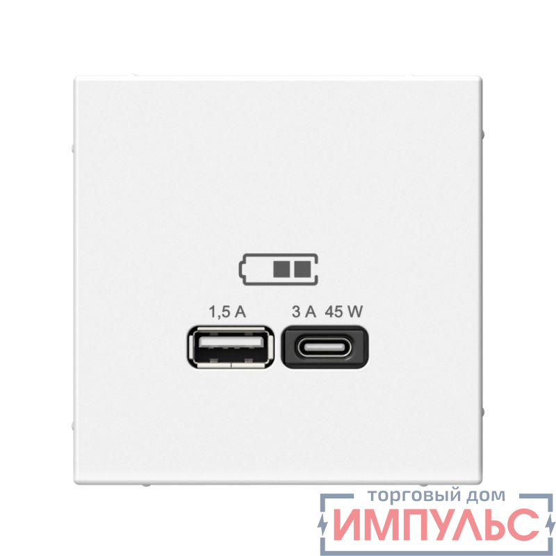 Розетка USB ArtGallery тип A+C 45Вт QC PD высокоскор. ЗУ механизм бел. SE GAL000129