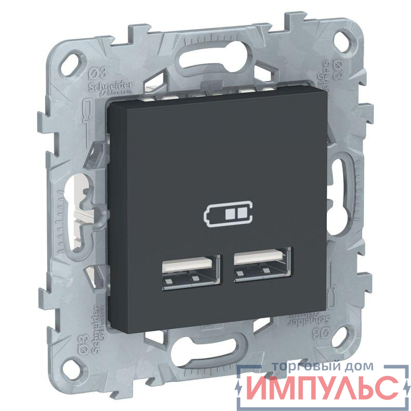 Механизм розетки USB 2-м UNICA NEW 5В/2100мА антрацит SchE NU541854