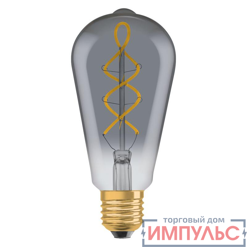 Лампа светодиодная филаментная Vintage 1906 LED CL Edison SMOKE 15 non-dim 818 5Вт тепл. бел. E27 дым. OSRAM 4058075269941