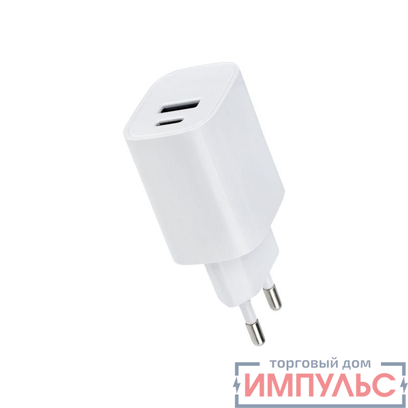Устройство зарядное сетевое USB + Type-C 5В 2.4А бел. Rexant 16-0296