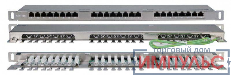 Патч-панель 19дюйм 0.5U кат.5E 24 порта RJ45 Dual IDC PPHD-19-24-8P8C-C5E-SH-110D высок. плотности Hyperline 244077