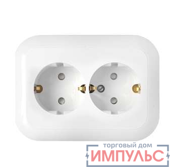 Розетка 2-м СП 16А IP20 с заземл. защ. шторки бел. Bylectrica РС16-357