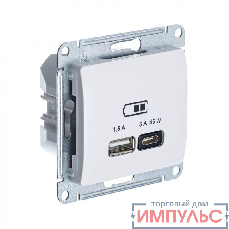 Розетка USB Glossa тип A+C 45Вт QC PD высокоскор. ЗУ механизм беж. SE GSL000229