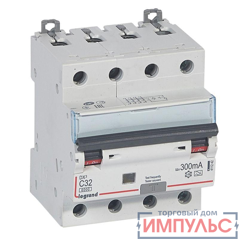 Выключатель автоматический дифференциального тока 4п C 32А 300мА тип A 10кА DX3 Leg 411242