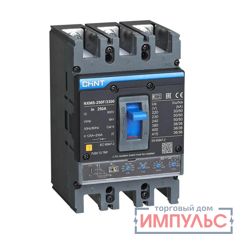 Выключатель автоматический 3п 200А 36кА NXMS-250F с электрон. расцеп. (R) CHINT 264754