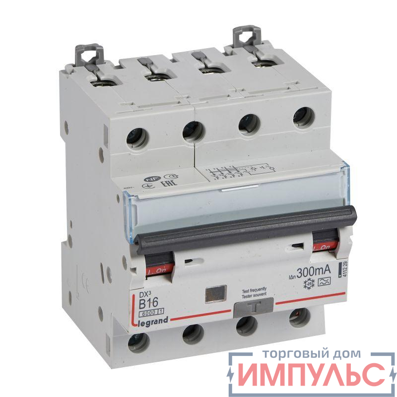 Выключатель автоматический дифференциального тока 4п B 16А 300мА тип A 10кА DX3 Leg 411229