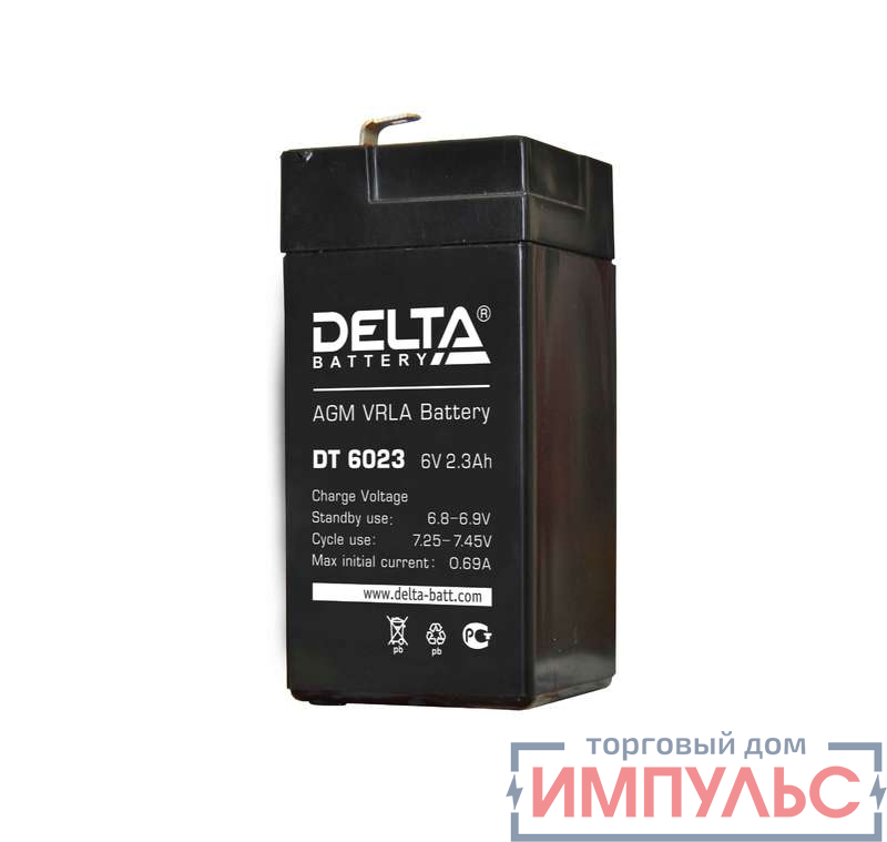 Аккумулятор ОПС 6В 2.3А.ч Delta DT 6023