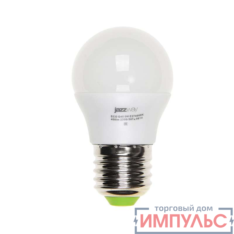 Лампа светодиодная PLED-ECO-G45 5Вт шар 4000К бел. E27 400лм 220-240В JazzWay 1036988A