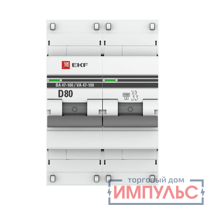 Выключатель автоматический модульный 2п D 80А 10кА ВА 47-100 PROxima EKF mcb47100-2-80D-pro 3