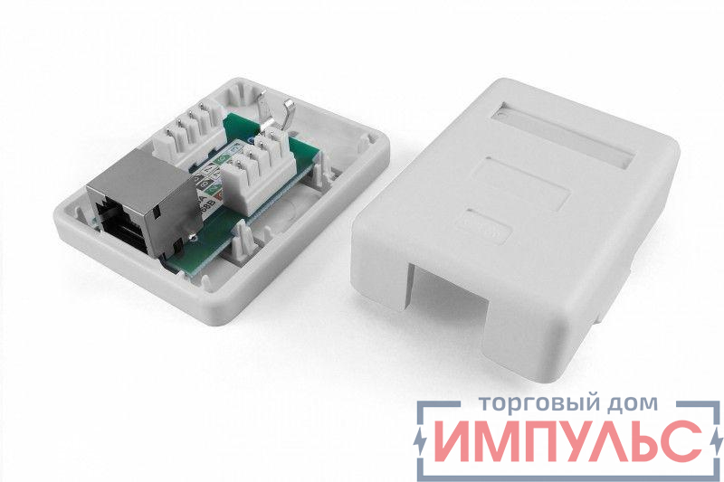 Розетка компьютерная 1-м ОП SB1-1-8P8C-C5e-SH-WH RJ45 (8P8C) кат.5E экранир. Dual IDC Hyperline 430229