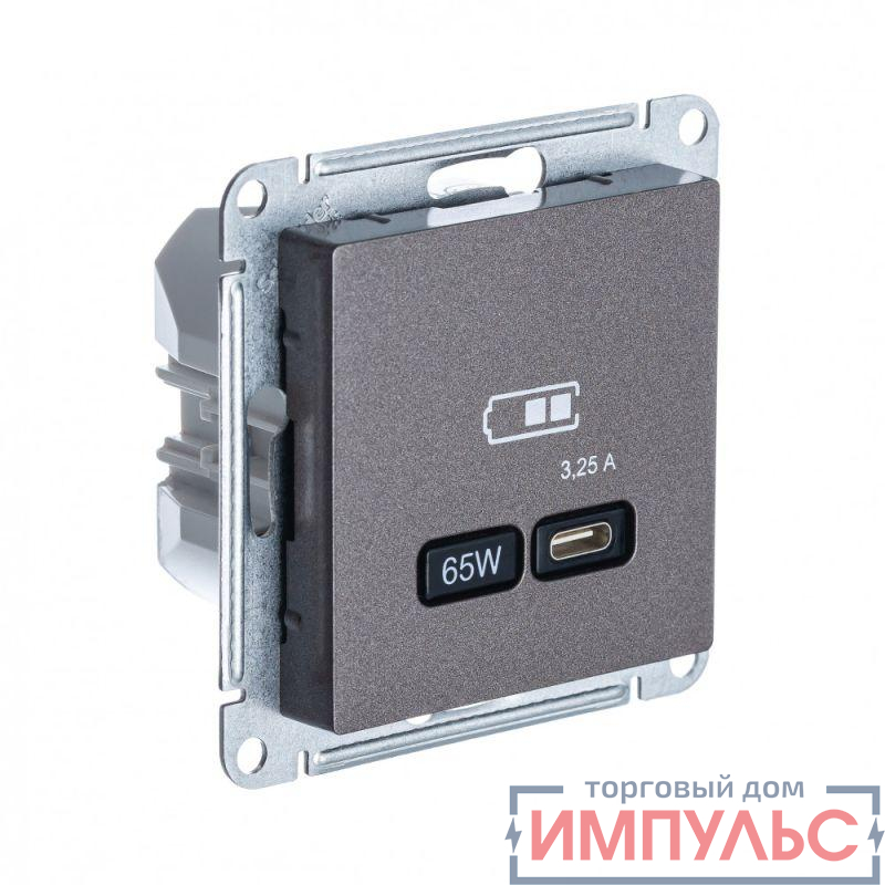Розетка USB AtlasDesign тип C 65Вт QC PD высокоскор. ЗУ механизм мокко SE ATN000627