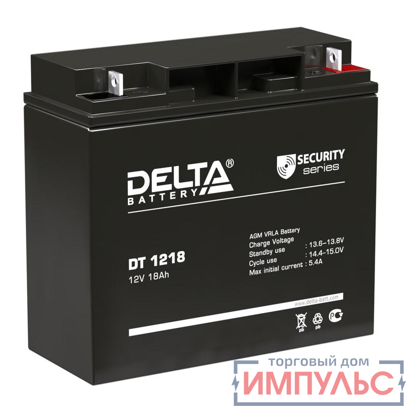 Аккумулятор ОПС 12В 18А.ч Delta DT 1218