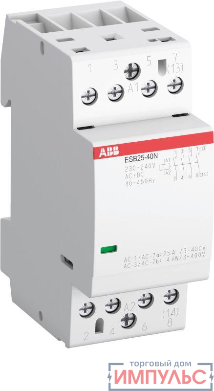 Контактор ESB25-40N-01 модульный (25А АС-1 4НО) катушка 24В AC/DC ABB 1SAE231111R0140