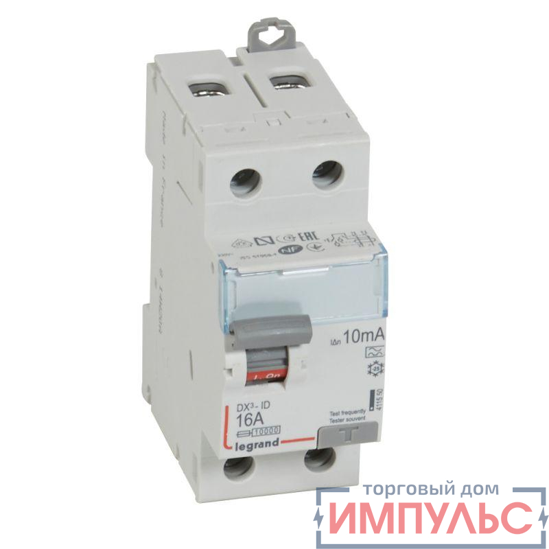 Выключатель дифференциального тока (УЗО) 2п 16А 10мА тип A DX3 Leg 411550