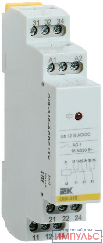 Реле промежуточное OIR 3 конт. (16А) 12В AC/DC IEK OIR-316-ACDC12V