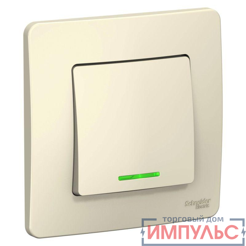 Переключатель проходной 1-кл. СП Blanca 10А IP20 (сх. 6) 250В с подсветкой молочн. SE BLNVS010612