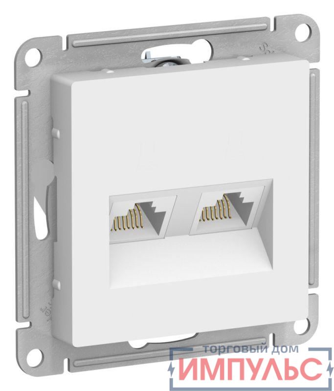 Розетка компьютерная 2-м AtlasDesign RJ45+RJ45 кат.5E механизм лотос SE ATN001385