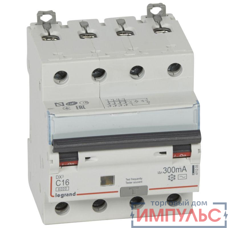 Выключатель автоматический дифференциального тока 4п C 16А 300мА тип AC 10кА DX3 Leg 411205