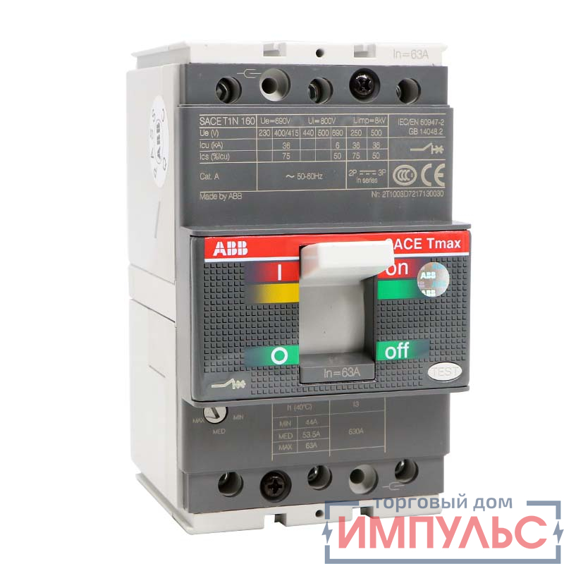T1B 160 TMD 20-630 3p F FC Cu (1х70mm2) 16kA Автоматический выключатель 1SDA050871R1