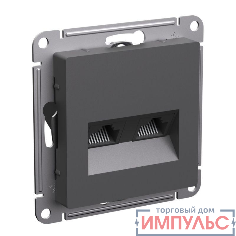 Розетка компьютерная 2-м AtlasDesign RJ45+RJ45 кат.5E механизм базальт SE ATN001485