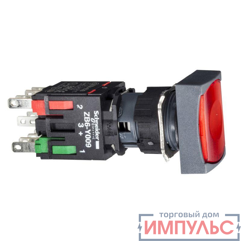 Кнопка 16мм с/подс. 12-24V красн. с возв. SchE XB6DW4B5B