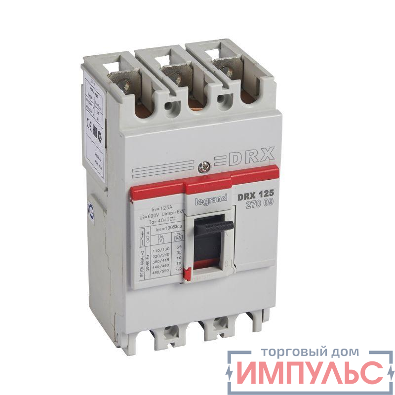 Выключатель автоматический 3п 125А 10кА DRX125 термомагнитн. расцеп. Leg 027009