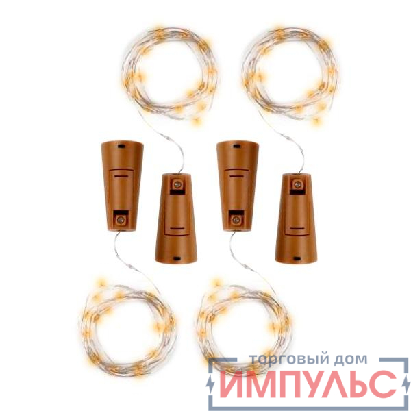 Гирлянда DC-G04-20YS4 пробки 20LED 3x(LR44/LR1154/AG13/G13) (в компл.) (уп.4шт) желт. ФАZА 5047914