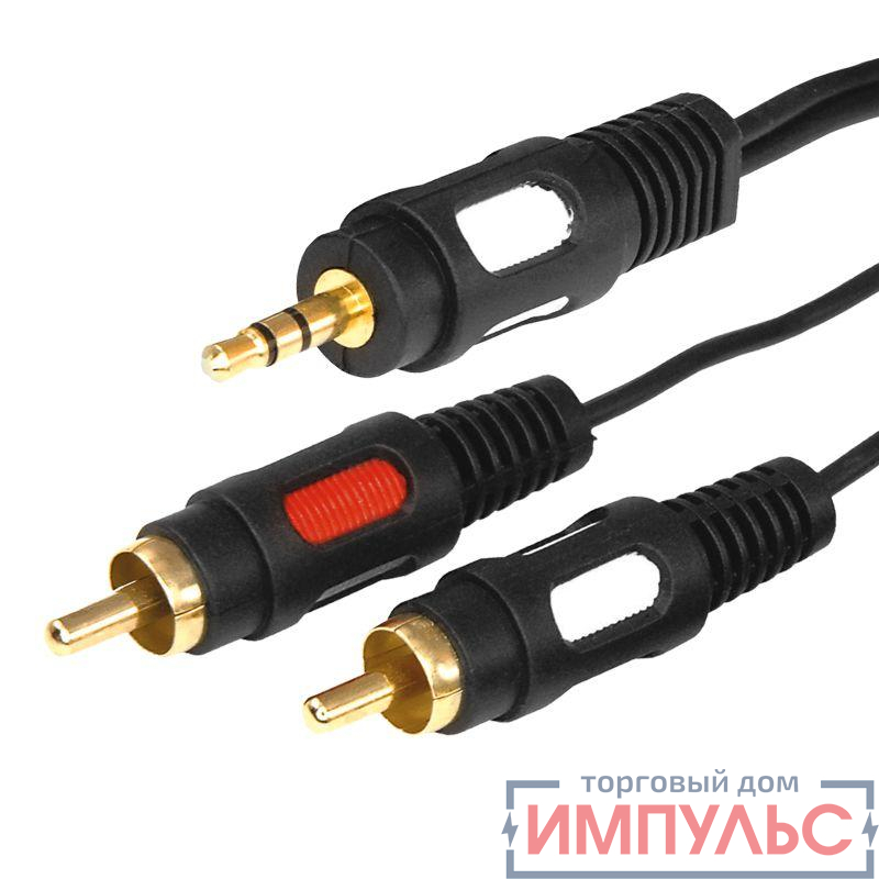 Шнур 3.5 Stereo Plug - 2RCA Plug 5м (GOLD) Rexant 17-4235