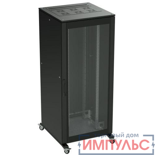 Шкаф напольный 42U 800х1200 двери стекло/сплошная укомплектован вводом и заглушками RAL9000 DKC R5IT4282GSB