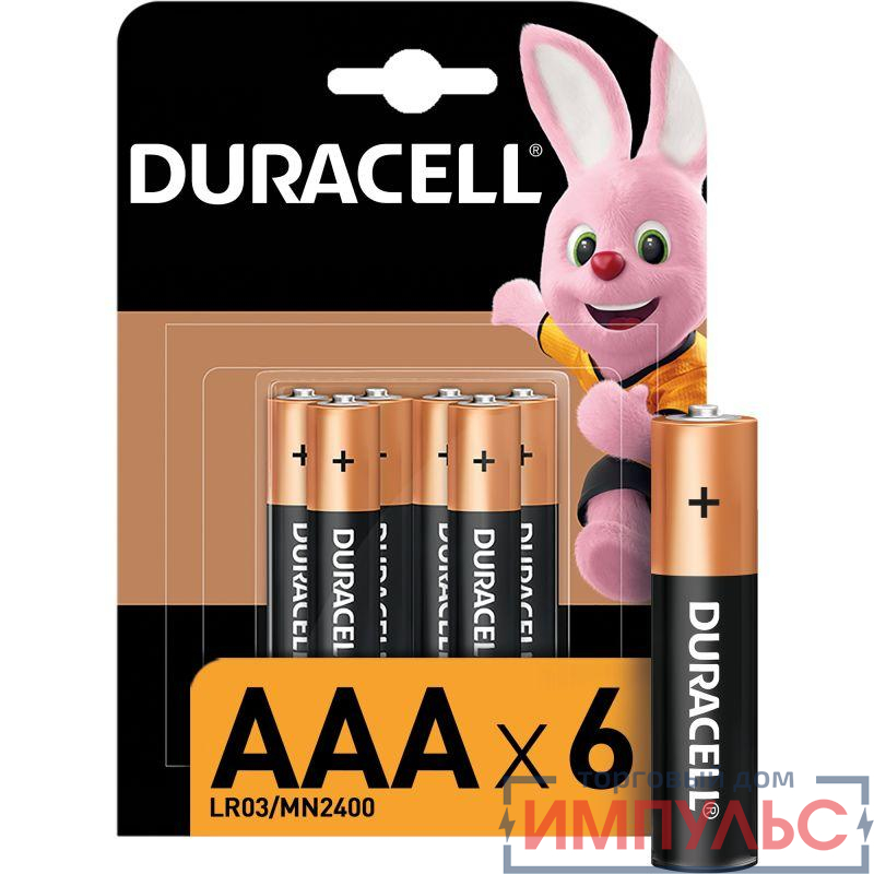 Элемент питания алкалиновый LR03-6BL BASIC (блист.6шт) Duracell Б0014858