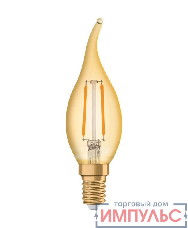 Лампа светодиодная филаментная Vintage 1906 1.5W/824230VFILGDE14 BA LCBA12 1.5Вт 2400К тепл. бел. E14 120лм 220-240В (замена 12Вт) прозр. стекло OSRAM 4058075293229