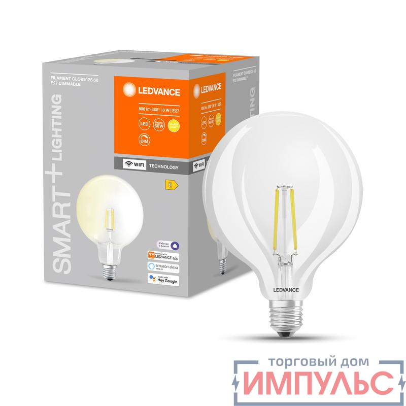 Лампа светодиодная SMART+ Filament Globe Dimmable 60 5.5Вт E27 LEDVANCE 4058075528291